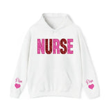 Personalized Nurse Heart Kid Names Gift For Nurse Medical Gift Valentine's Day Gift Sweatshirt or Hoodie 2D Printed QTHN24176