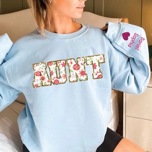 Personalized Auntie Heart & Kid Names Valentine's Day Gift Sweatshirt Printed QTKH24174