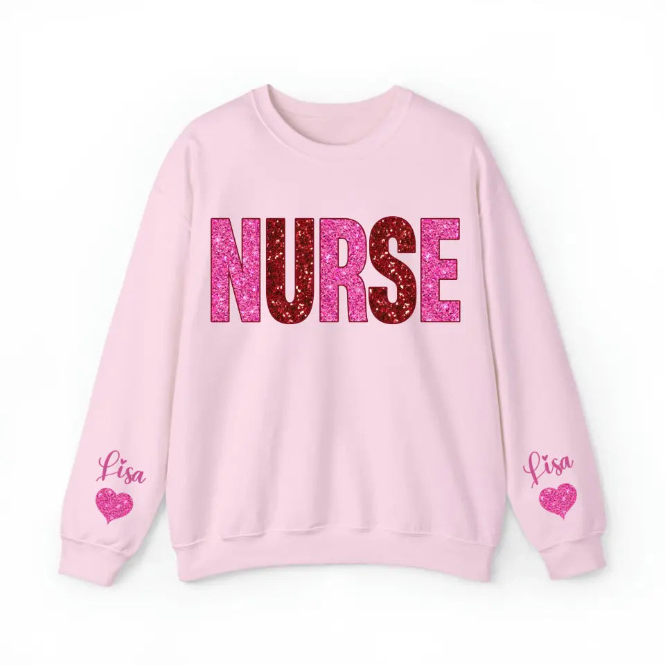 Personalized Nurse Heart Kid Names Gift For Nurse Medical Gift Valentine's Day Gift Sweatshirt or Hoodie 2D Printed QTHN24176