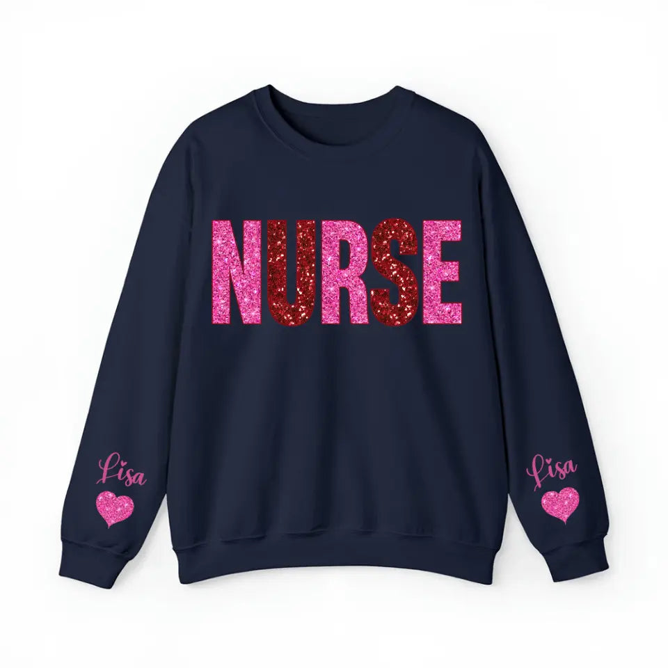 Personalized Nurse Heart Kid Names Gift For Nurse Medical Gift Valentine's Day Gift Sweatshirt or Hoodie 2D Printed QTHN24176