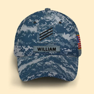 Personalized US Veteran Rank Camo Cap 3D Printed KVH24181