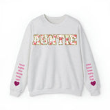 Personalized Auntie Heart & Kid Names Valentine's Day Gift Sweatshirt Printed QTKH24174