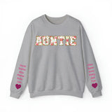 Personalized Auntie Heart & Kid Names Valentine's Day Gift Sweatshirt Printed QTKH24174