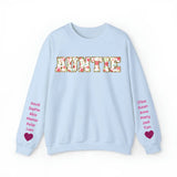 Personalized Auntie Heart & Kid Names Valentine's Day Gift Sweatshirt Printed QTKH24174