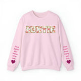 Personalized Auntie Heart & Kid Names Valentine's Day Gift Sweatshirt Printed QTKH24174