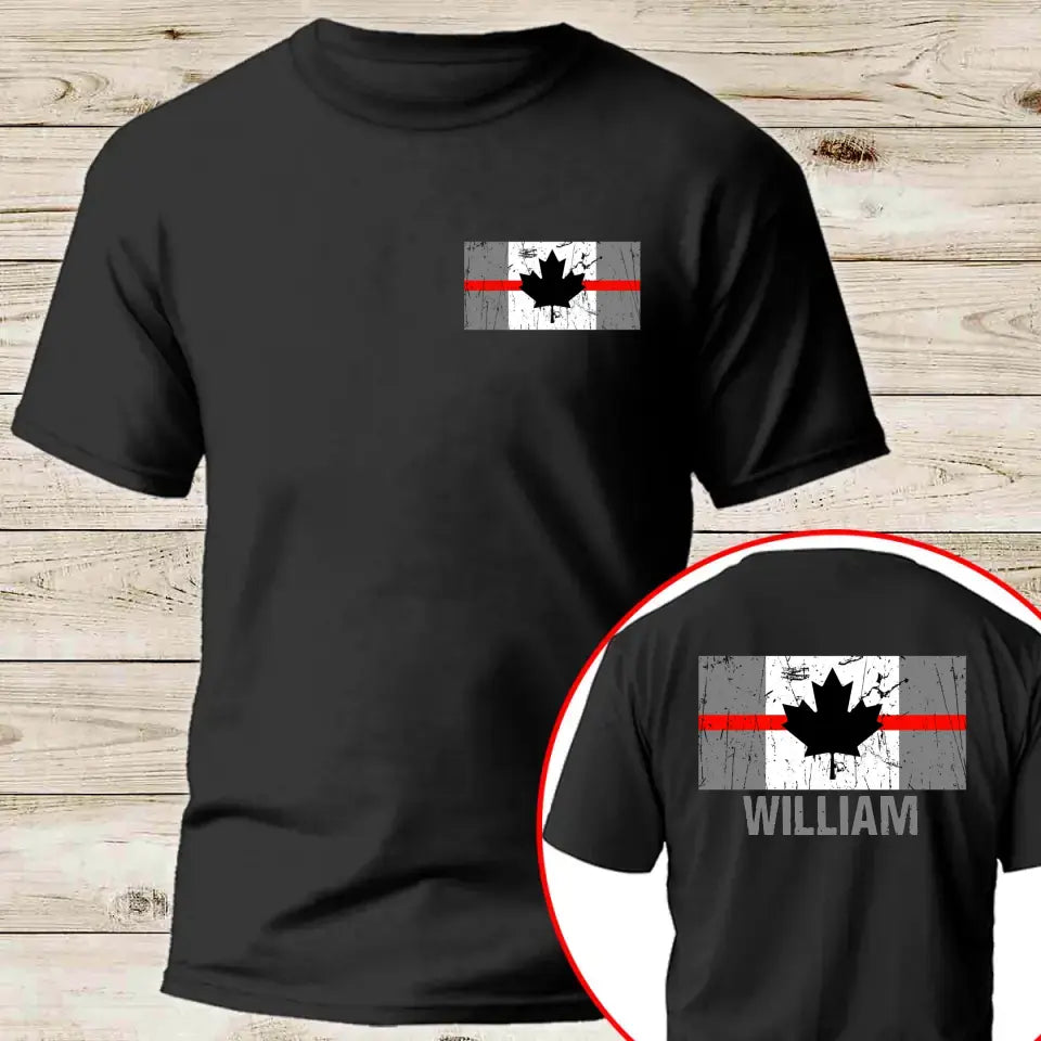 Personalized Canadian Firefighter Custom Name T-shirt Printed VQ24168