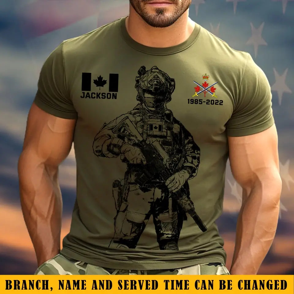 Personalized Canadian Veteran Logo Custom Name & Time T-shirt Printed KVH24206