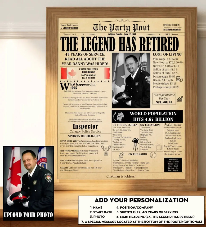 Personalized Upload Your Police Photo Work Anniversary Gift, Retirement Gift for Men or Women Poster Printed KVH24209