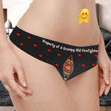 Personalized Property Of A Grumpy Old Firefighter Valentine's Day Gift Women's Low Waist Underwear Printed VQ24211