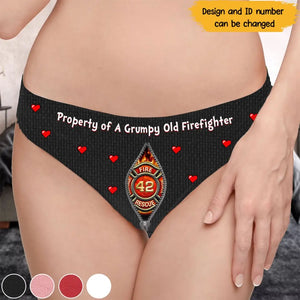 Personalized Property Of A Grumpy Old Firefighter Valentine's Day Gift Women's Low Waist Underwear Printed VQ24211