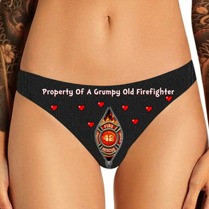 Personalized Property Of A Grumpy Old Firefighter Valentine's Day Gift Women's Low Waist Underwear Printed VQ24211