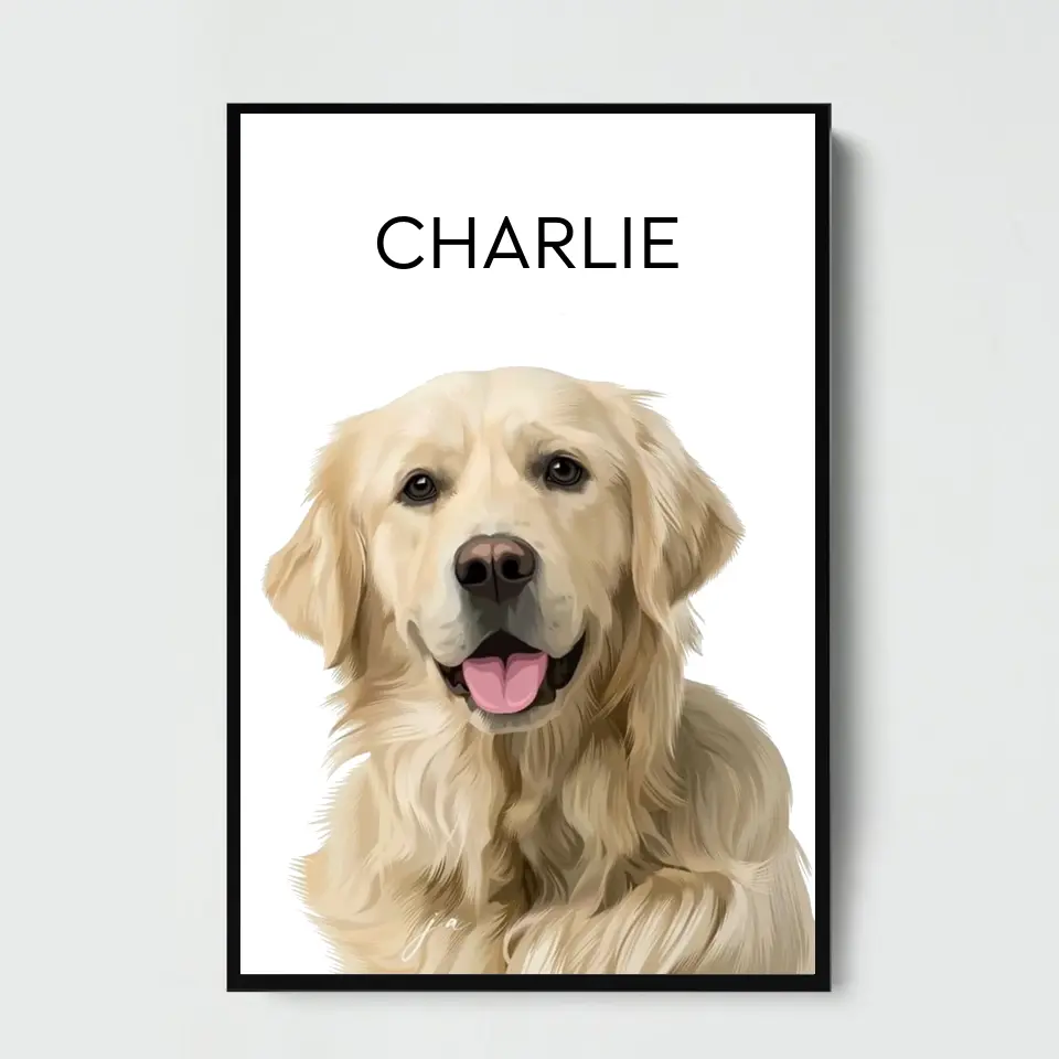 Personalized Upload Your Dog Photo Cartoon Image Dog Lovers Gift Poster Printed VQ24224