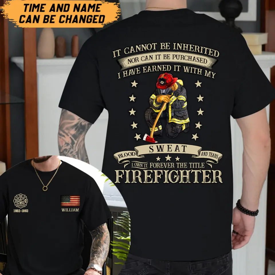 Personalized US Firefighter Custom Name & Served Time T-shirt Printed QTHN24242