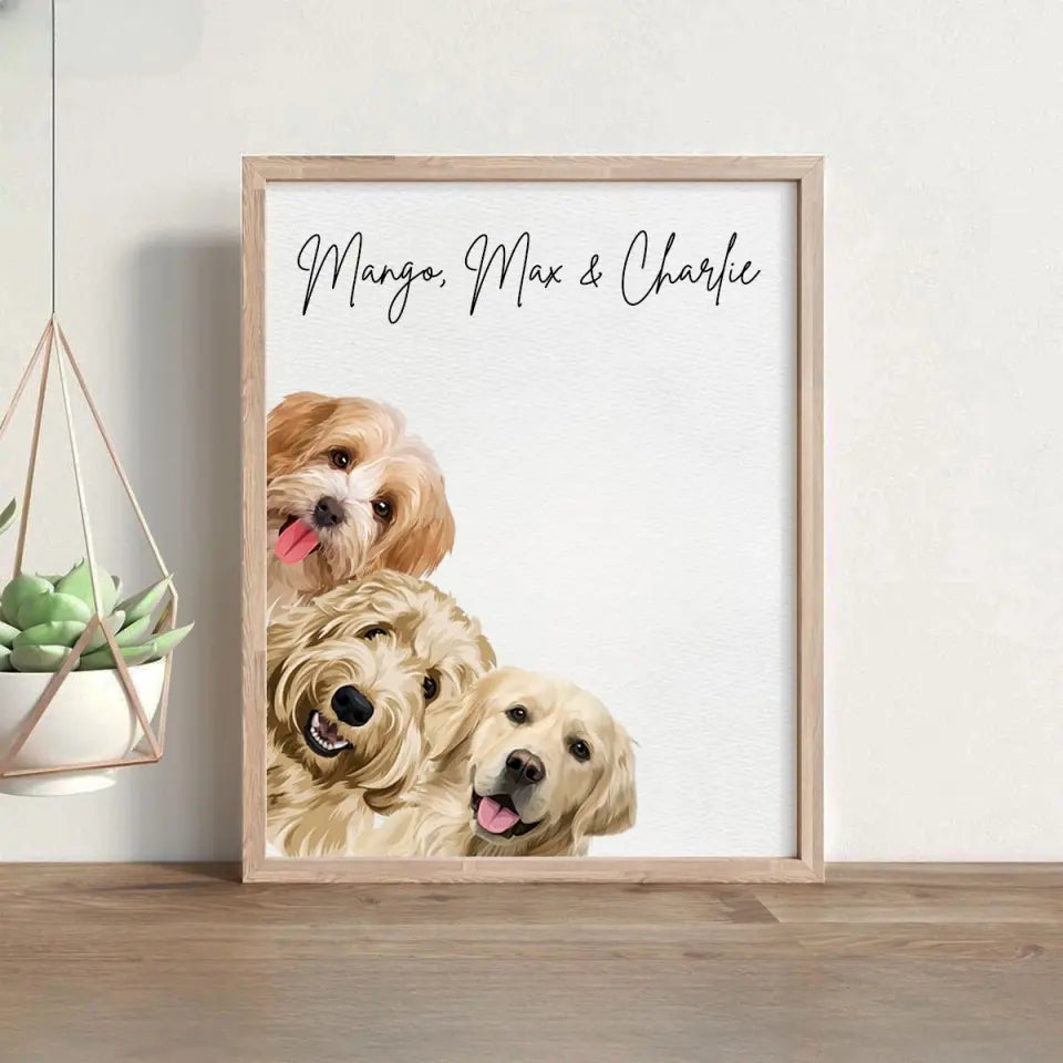 Personalized Upload Your Dog Photo Cartoon Image Dog Lovers Gift Poster Printed VQ24228