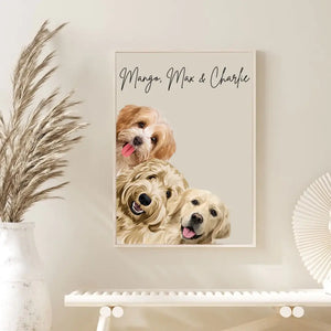 Personalized Upload Your Dog Photo Cartoon Image Dog Lovers Gift Poster Printed VQ24228