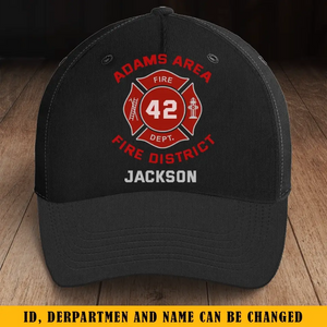 Personalized Firefighter Department Custom Name & ID Black Cap Printed AHKH24245