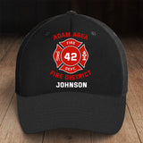 Personalized Firefighter Department Custom Name & ID Black Cap Printed AHKH24245