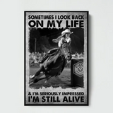 Personalized Upload Your Photo Horse Riding Sometimes I Look Back On My Life & I'm Seriously Impressed I'm Still Alive Poster Printed HN24248