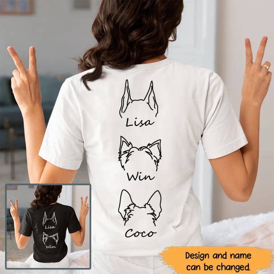 Personalized Dog Mom Dog Ears Line Drawing  T-shirt Printed HN24268