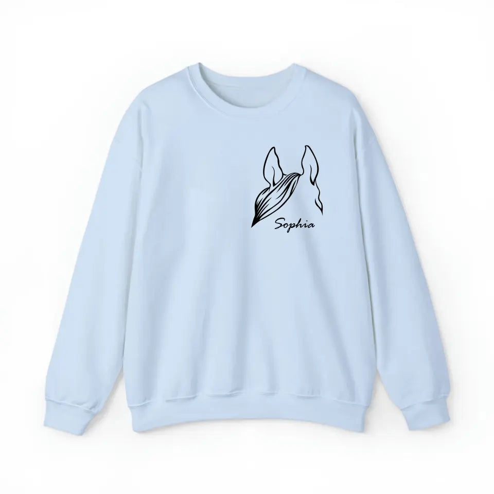 Personalized Horse  Ears Line Drawing Horse Lovers Gift Sweatshirt Printed HN24247