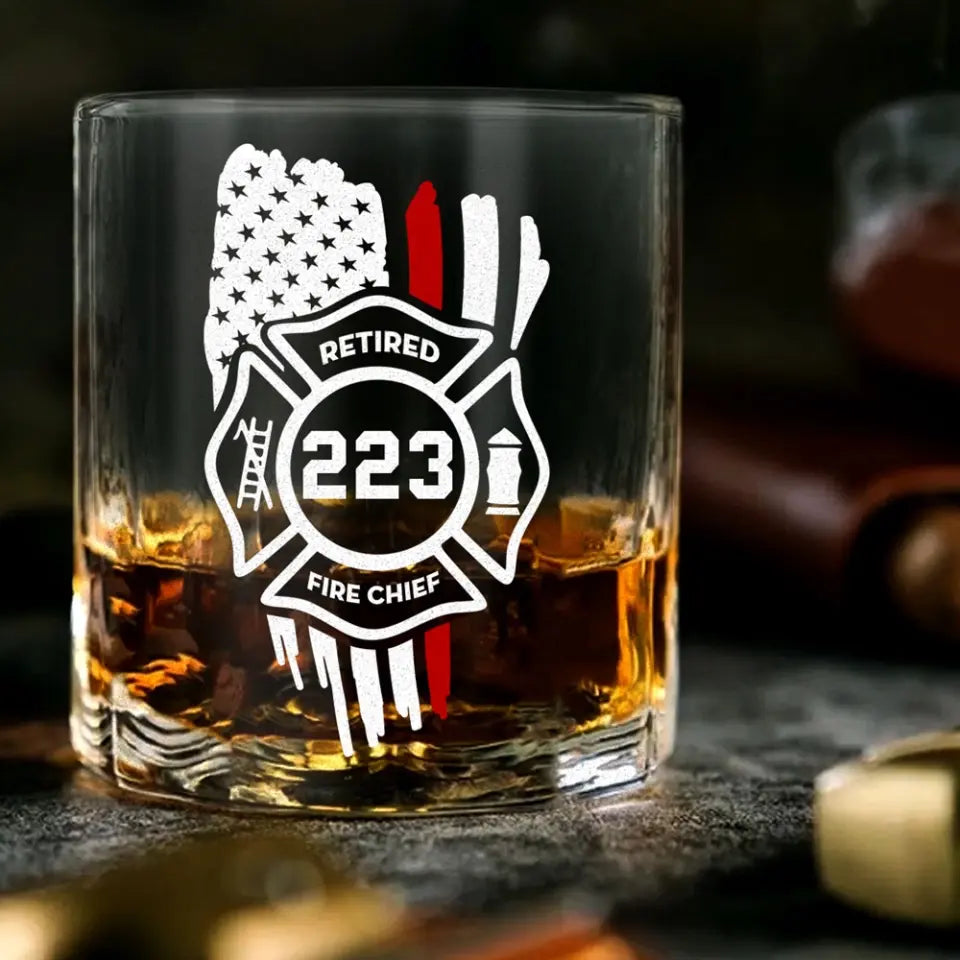 Personalized Retired Firefighter Whiskey Glass Printed QTHN24276