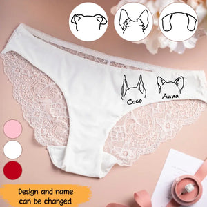 Personalized Dog Name Dog Ear Lines Dog Lovers Gift Panties Lace Underwear Bridal Printed HN24285