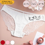 Personalized Cat Name Cat Ear Lines Cat Lovers Gift Panties Lace Underwear Bridal Printed VQ24292