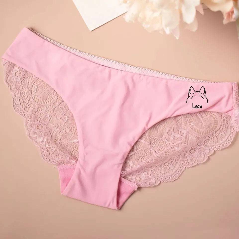 Personalized Dog Name Dog Ear Lines Dog Lovers Gift Panties Lace Underwear Bridal Printed HN24285