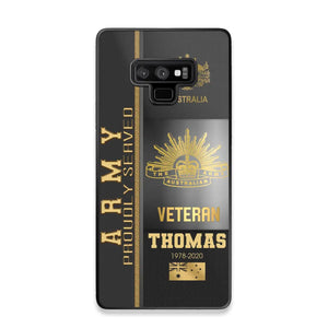 Personalized Army Proudly Served Australian Veteran Gold Rank Camo Phonecase Printed AHVQ24295