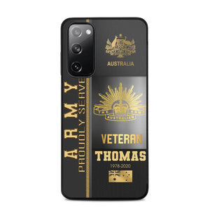 Personalized Army Proudly Served Australian Veteran Gold Rank Camo Phonecase Printed AHVQ24295