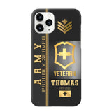 Personalized Army Proudly Served Swiss Veteran Gold Rank Camo Phonecase Printed AHVQ24295