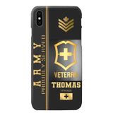 Personalized Army Proudly Served Swiss Veteran Gold Rank Camo Phonecase Printed AHVQ24295