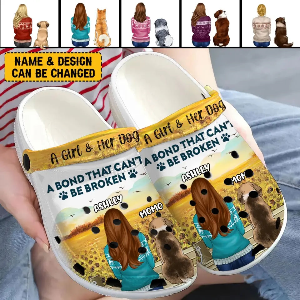 Personalized A Girl & Her Dog Clog Slipper Shoes Printed LVA24299