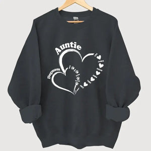 Personalized Auntie & Dog Mom Heart Custom Kid Names Dog Names Sweatshirt Printed HN24305