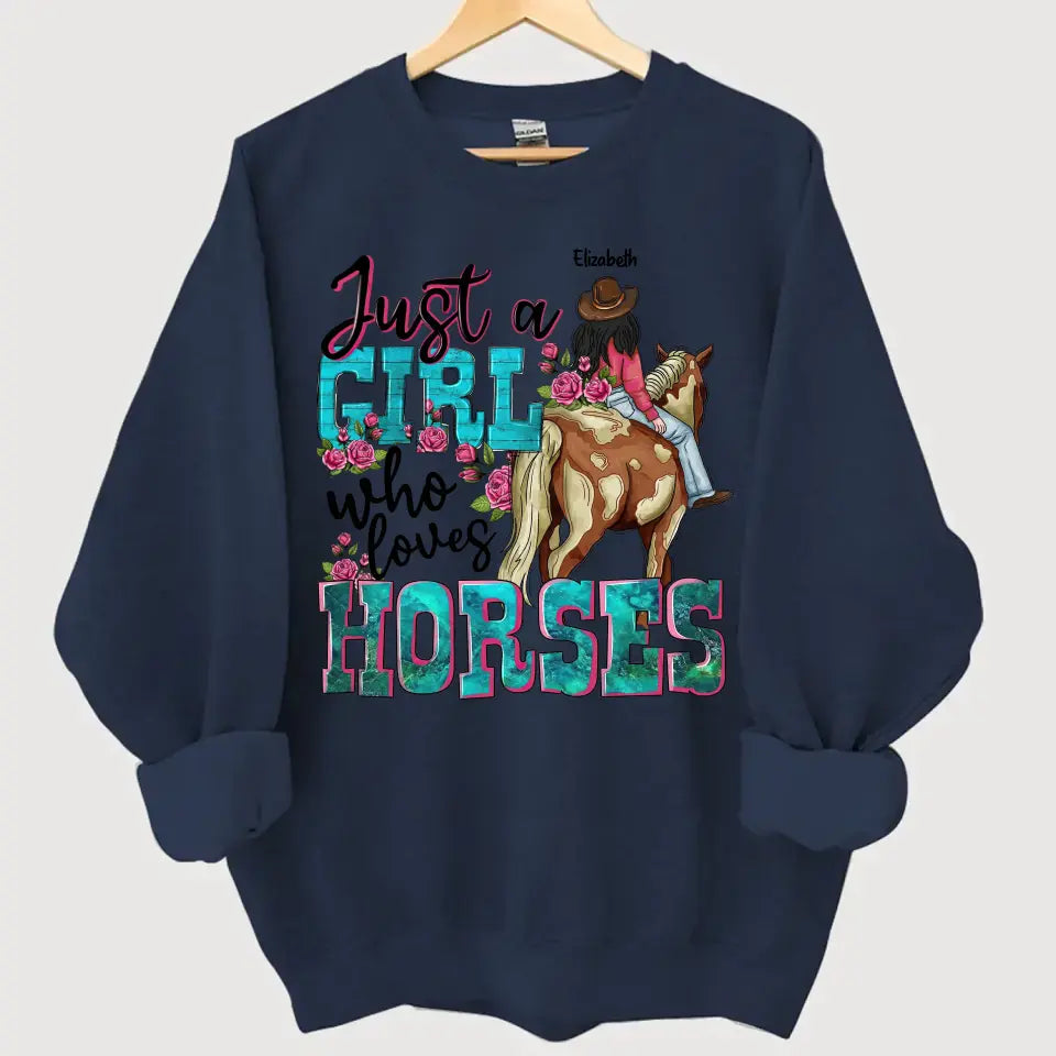 Personalized Just A Girl Who Loves Horses Sweatshirt Printed LVA24328