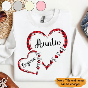 Personalized Auntie & Dog Mom Heart Custom Kid Names Dog Names Sweatshirt Printed KVH24320