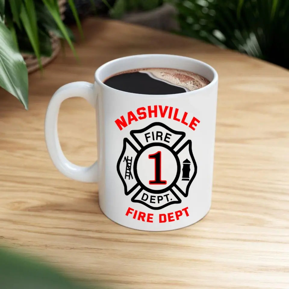 Personalized Firefighter Department White Mug Printed QTVQ24390