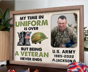 Personalized US Military My Time in Uniform Is Over But Being A Veteran Never Ends Poster 24385KVH