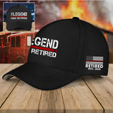 Personalized US Firefighter Thin Red Line The Legend Has Retired Black Cap 2D Printed QTVQ24415