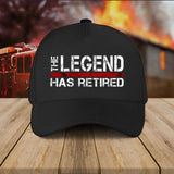 Personalized US Firefighter Thin Red Line The Legend Has Retired Black Cap 2D Printed QTVQ24415