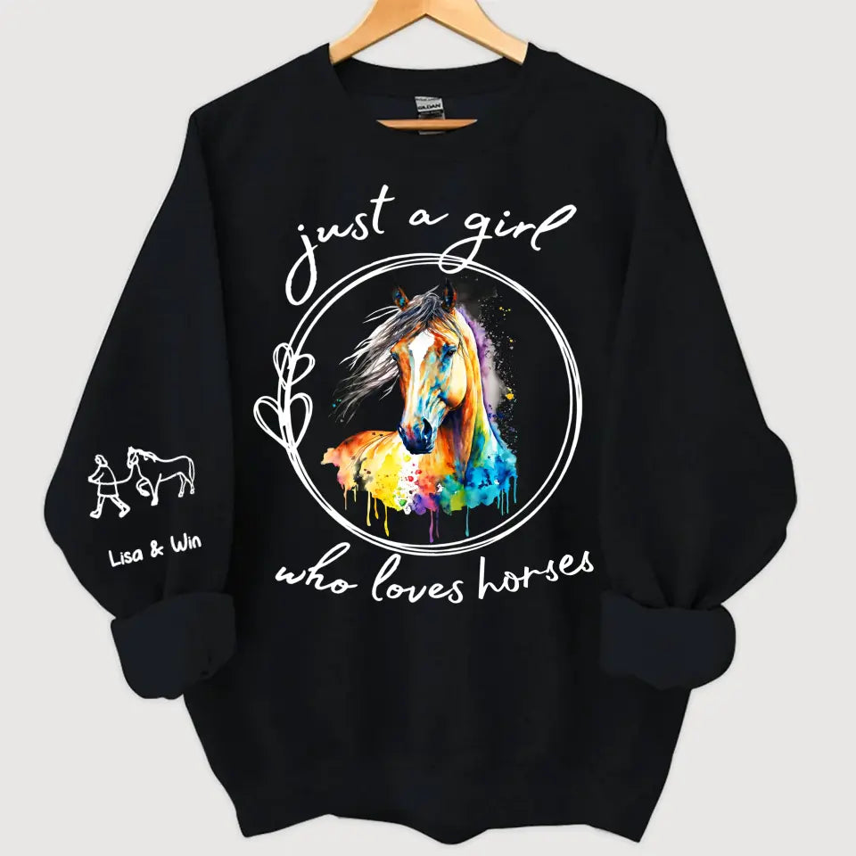 Personalized Just A Girl Who Loves Horses Sweatshirt Printed HN24375