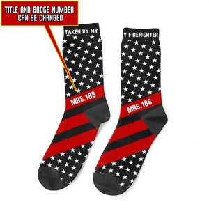 Personalized Taken By My Firefighter US Firefighter Custom ID 3D Socks Printed QTVQ24440