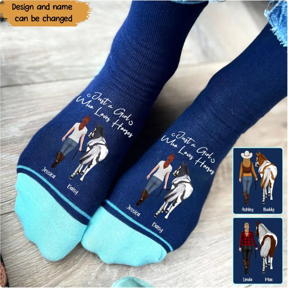 Personalized Just A Girl Who Loves Horses 3D Socks Printed VQ24460