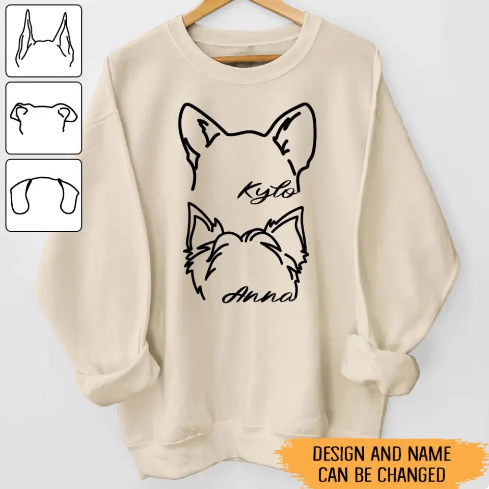 Personalized Dog Ears Line Dog Names Dog Lovers Gift Sweatshirt Printed HN24487