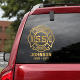 Personalized Retired Firefighter Custom Name & Time Decal Printed QTHN24497