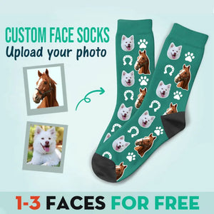 Personalized Upload Your Photo Horse & Dog Paw 3D Socks Printed HN24513