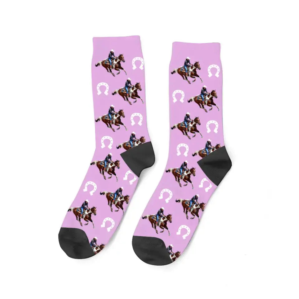 Personalized Upload Your Photo Horse Riding  3D Socks Printed HN24516