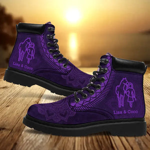 Personalized Horse Girl Custom Name Purple Leather Boots Printed HN24519