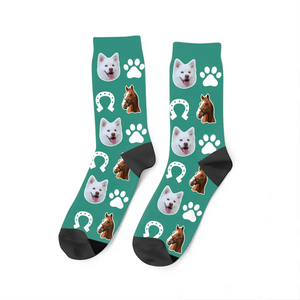 Personalized Upload Your Photo Horse & Dog Paw 3D Socks Printed HN24513