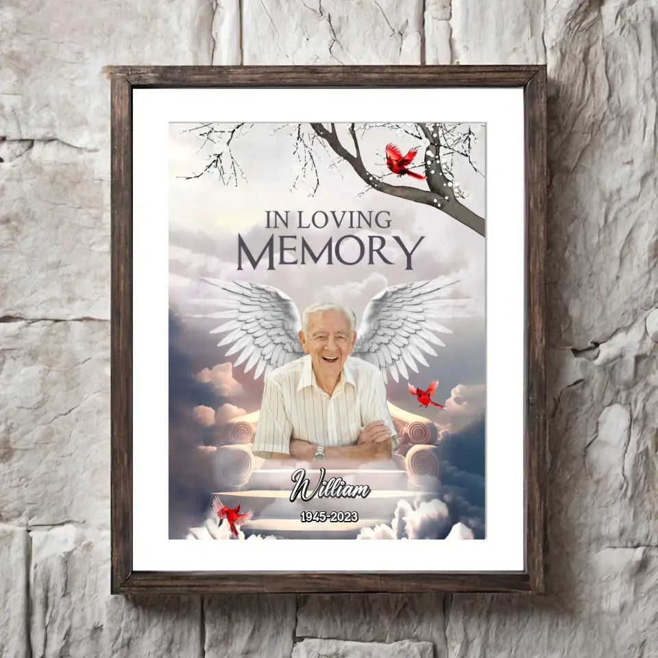 Personalized Upload Your Photo Grandfather Daddy In Loving Memory Frame Poster Printed HN24532